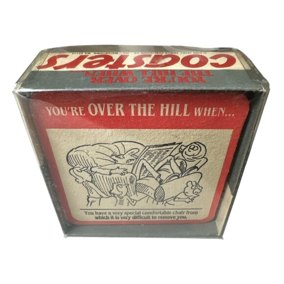 Vintage 1989 "You're OVER THE HILL When..." 16 Cardboard Drink Coasters Beverage - Picture 2 of 4